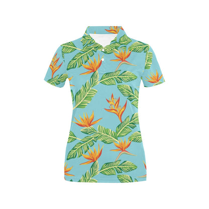 Bird Of Paradise Pattern Print Design BOP04 Women's Polo Shirt