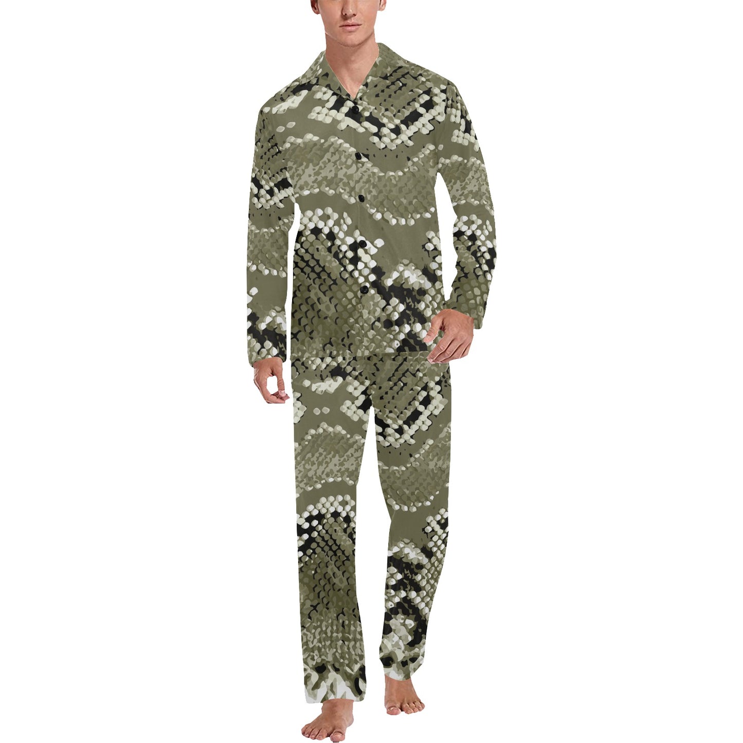 Python Pattern Print Design A04 Men's Long Pajama Set