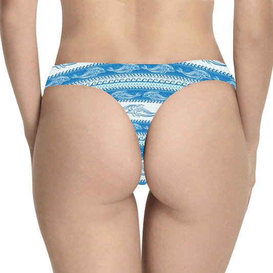 Dolphin Tribal Print Pattern Women's Thongs