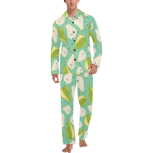 Pear Pattern Print Design PE04 Men's Long Pajama Set
