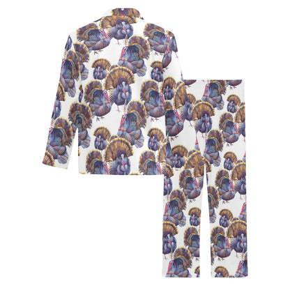 Turkey Pattern Print Design 01 Men's Long Pajama Set