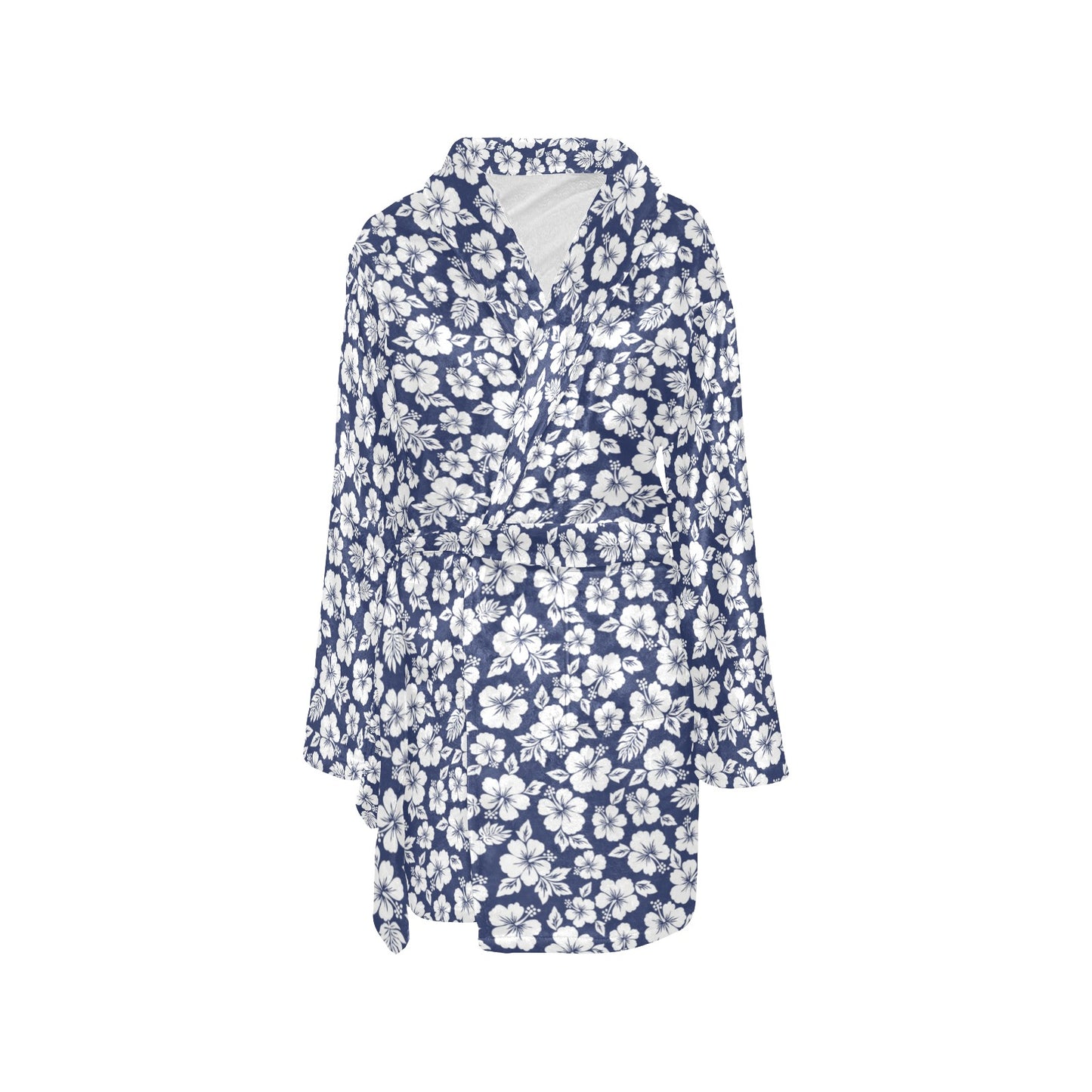 Hibiscus Blue Hawaiian Flower Style Women's Fleece Robe