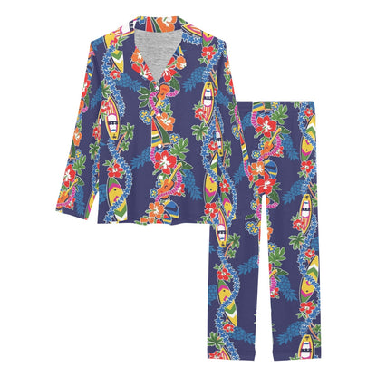 Hawaiian Themed Pattern Print Design H04 Women's Long Pajama Set