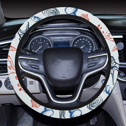 Seashell Print Design LKS307 Steering Wheel Cover with Elastic Edge