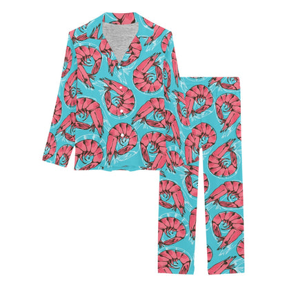 Prawn Pattern Print Design 01 Women's Long Pajama Set