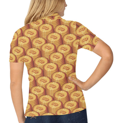 Bitcoin Pattern Print Design 02 Women's Polo Shirt