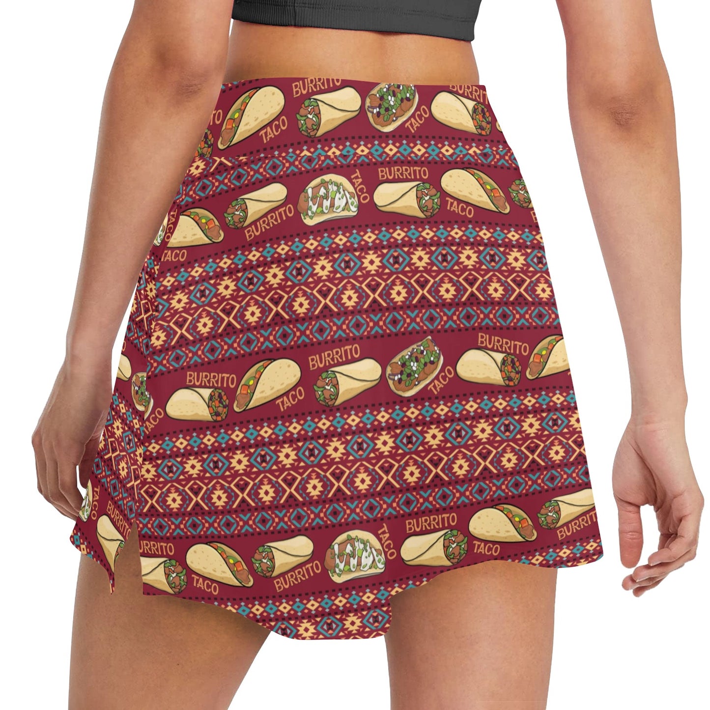 Burrito Taco Print Design LKS302 Women's Golf Skirt with Pocket