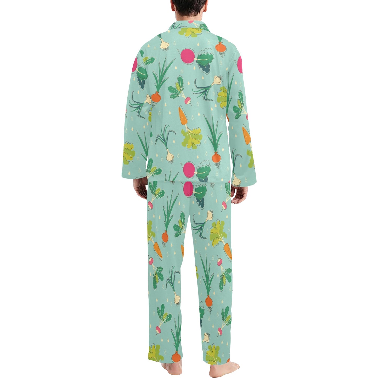 Radish Pattern Print Design A01 Men's Long Pajama Set