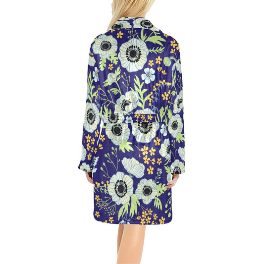 Anemone Pattern Print Design AM06 Women's Fleece Robe
