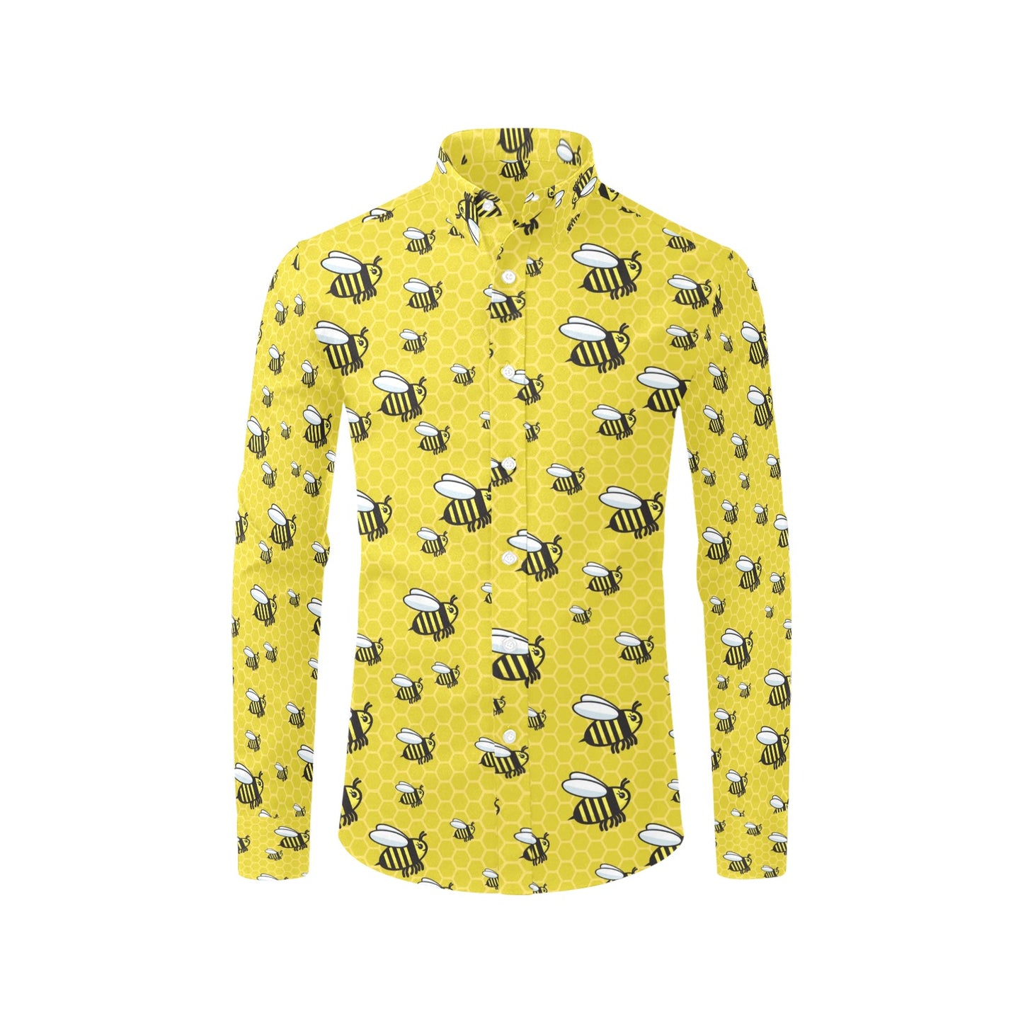 Bee Cute Print Design LKS308 Men's Long Sleeve Dress Shirt