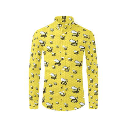 Bee Cute Print Design LKS308 Men's Long Sleeve Dress Shirt