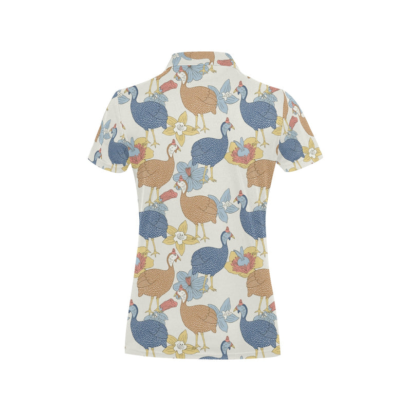 Guinea Fowl Pattern Print Design 01 Women's Polo Shirt