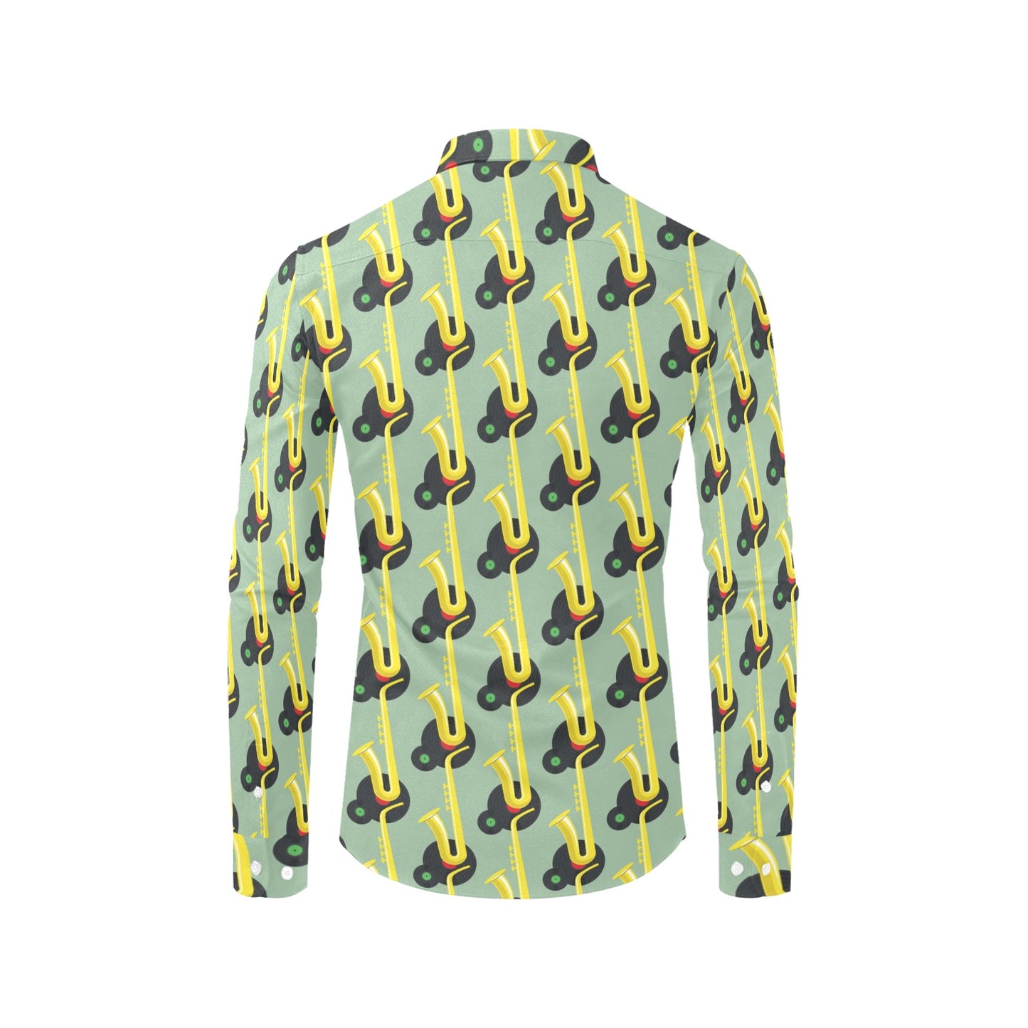 Saxophone Print Design LKS405 Men's Long Sleeve Dress Shirt