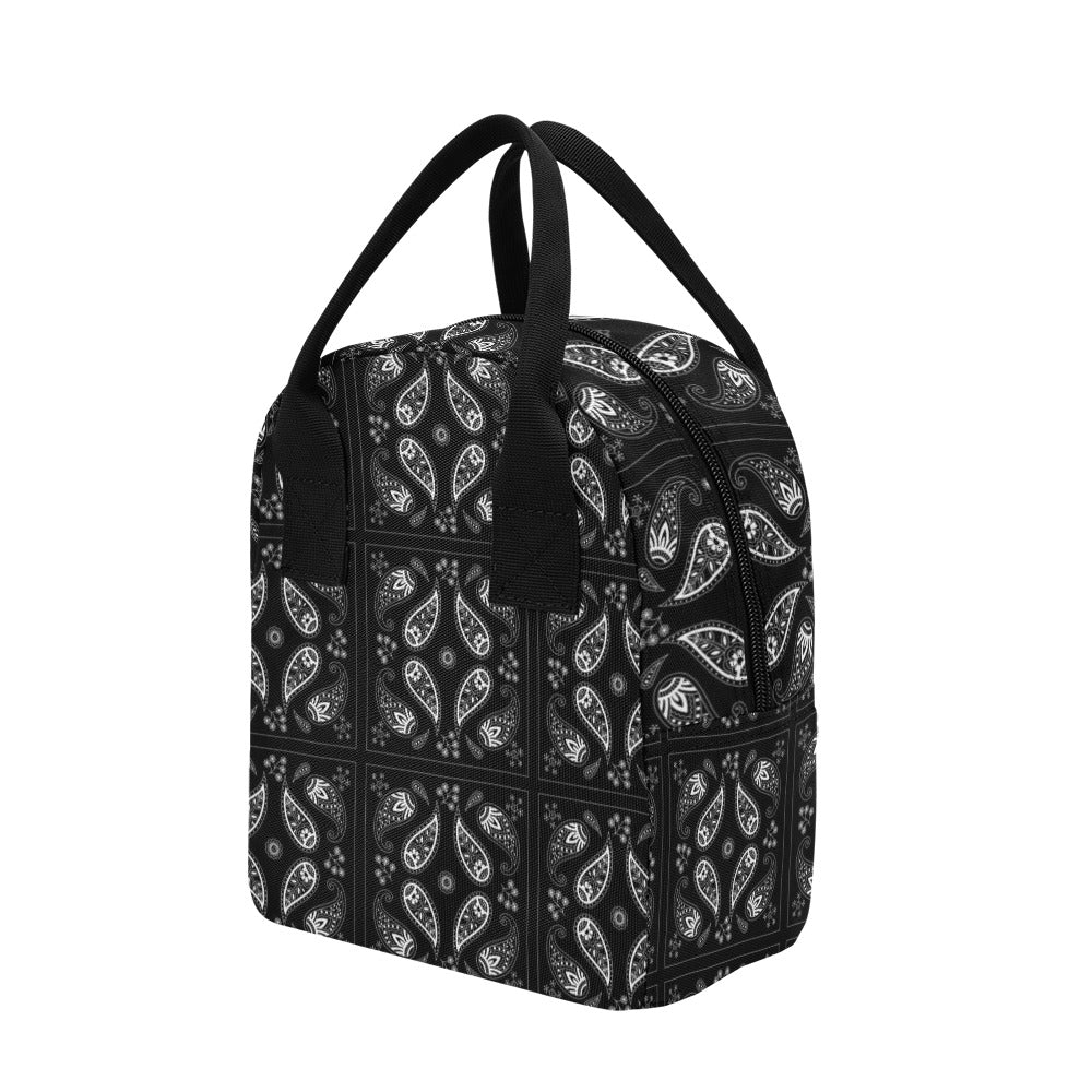 Bandana Paisley Black Print Design LKS308 Insulated Lunch Bag