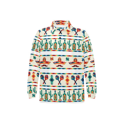 Maracas Mexican Pattern Print Design 01 Long Sleeve Polo Shirt For Men's