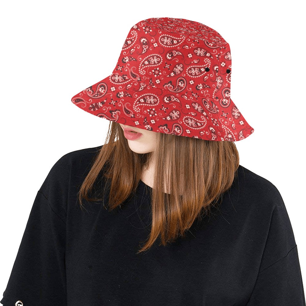 Bandana Paisley Red Print Design LKS3011 Unisex Bucket Hat