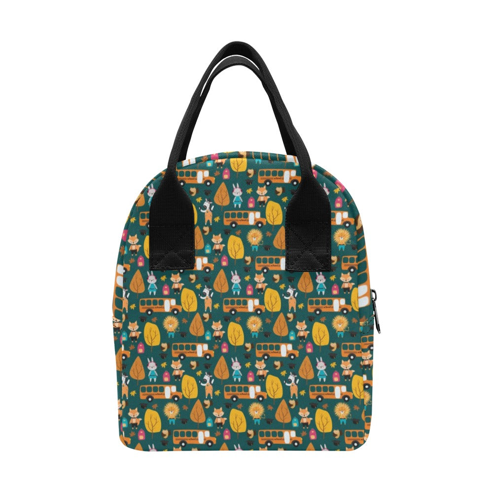 School Bus Print Design LKS309 Insulated Lunch Bag