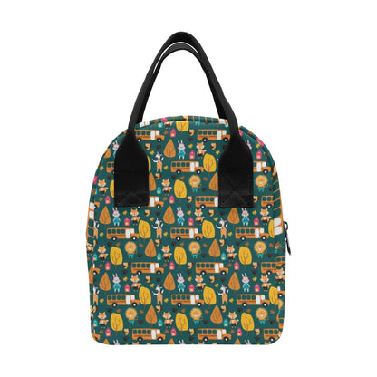 School Bus Print Design LKS309 Insulated Lunch Bag
