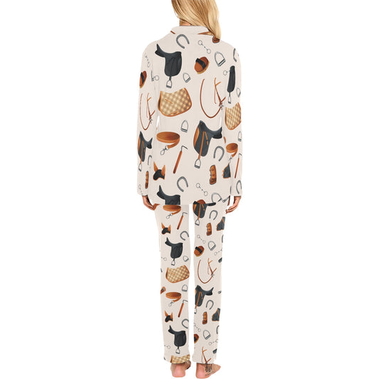 Equestrian Equipment Print Pattern Women's Long Pajama Set