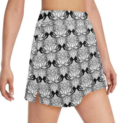 Lotus Mandala Print Pattern 17" Golf & Pickleball Skort with Pockets