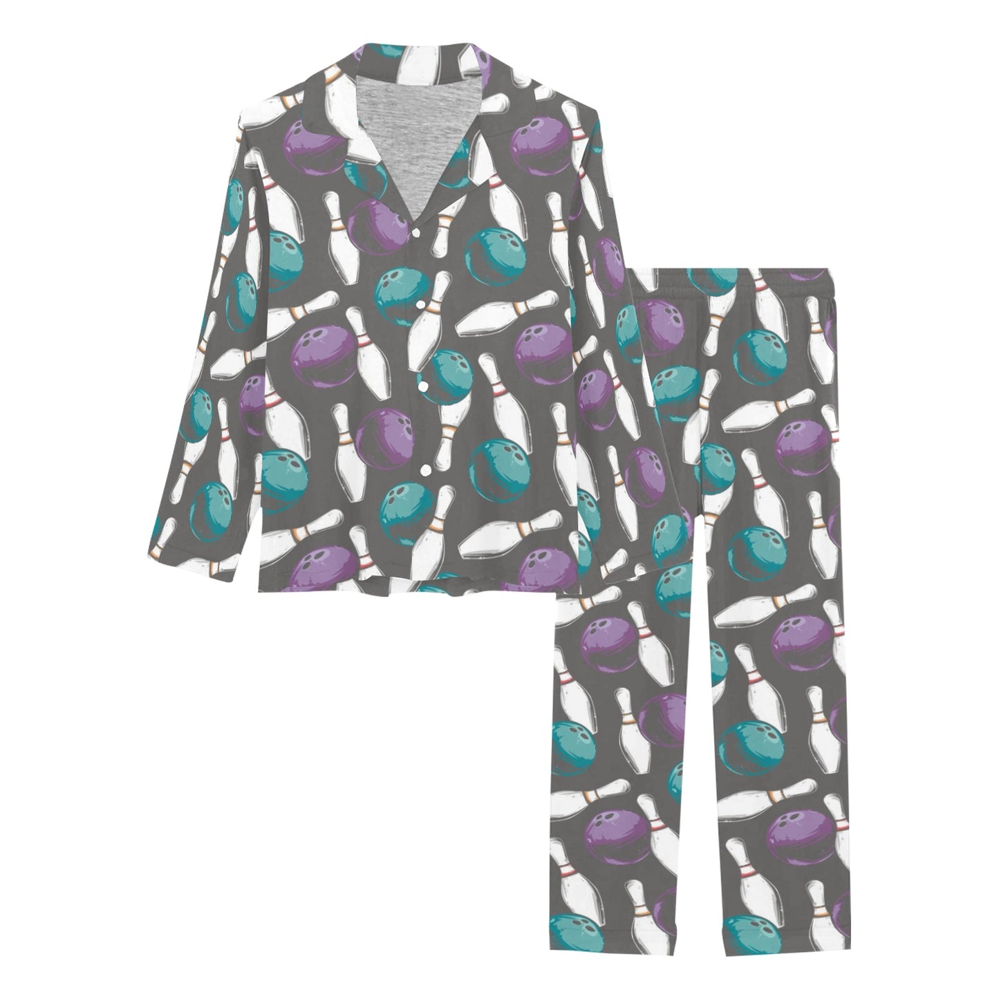 Bowling Pattern Print Design 03 Women's Long Pajama Set