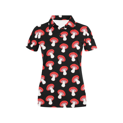 Mushroom Pattern Print Design A02 Women's Polo Shirt