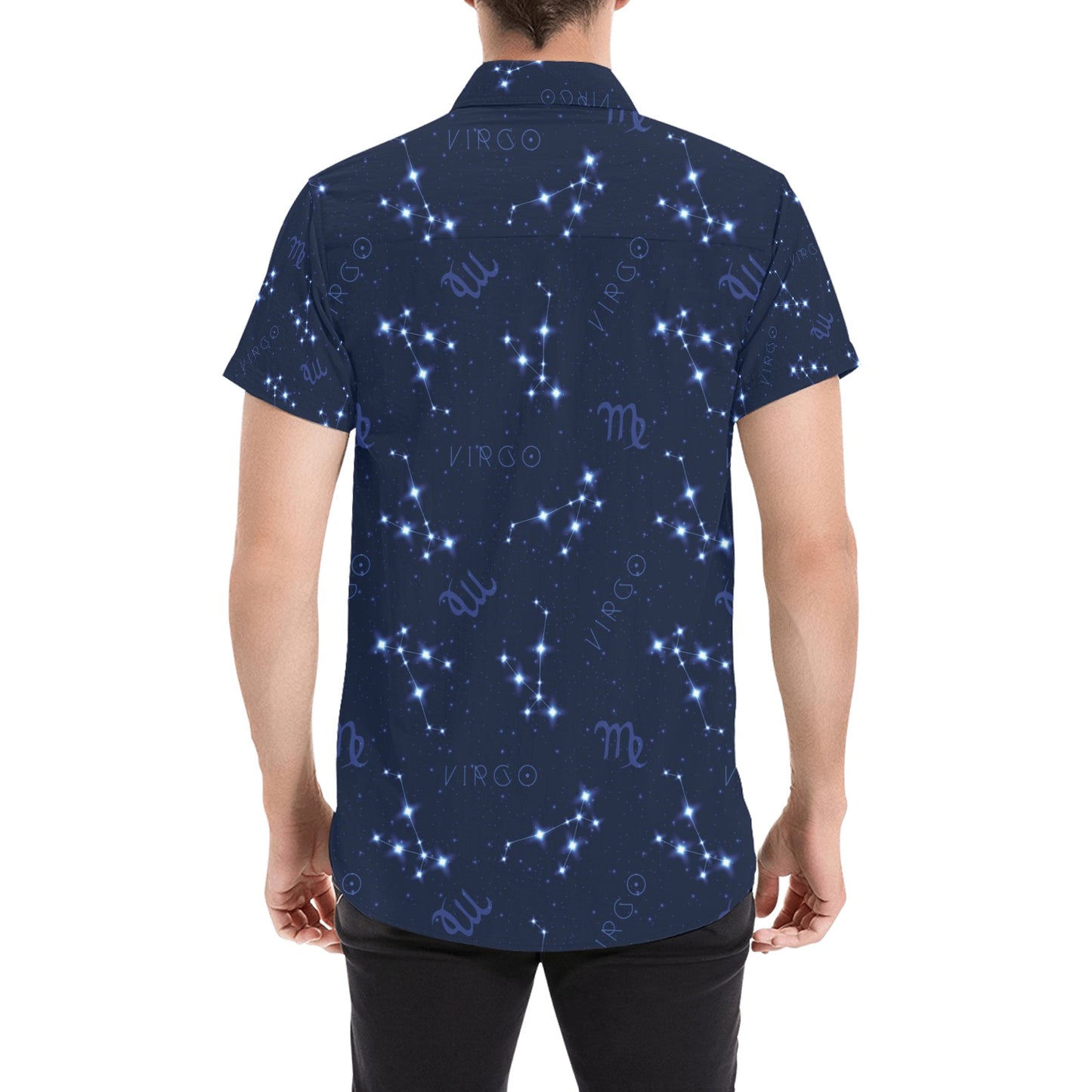 Virgo Print Design LKS303 Men Short Sleeve Button Up Shirt