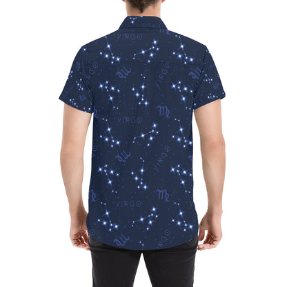 Virgo Print Design LKS303 Men Short Sleeve Button Up Shirt