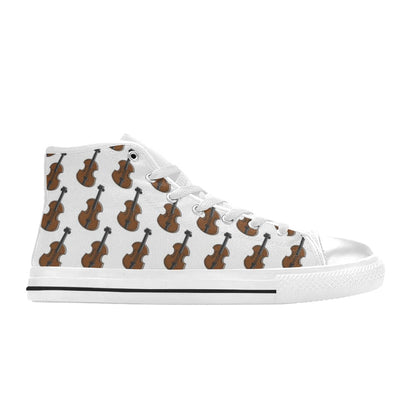 Violin Print Design LKS405 Men's High Top Canvas Shoes