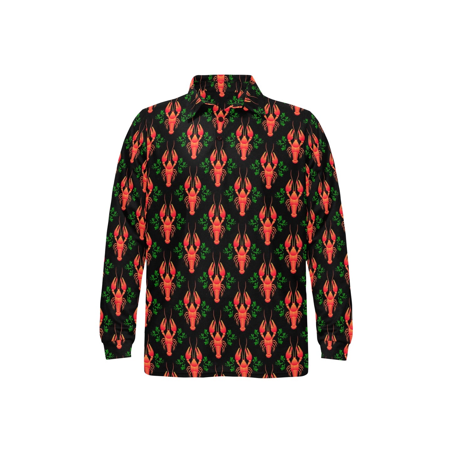 Lobster Print Design LKS403 Long Sleeve Polo Shirt For Men's