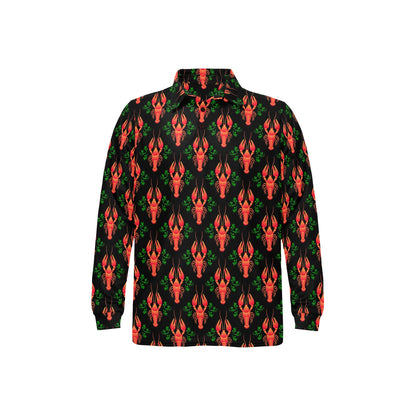Lobster Print Design LKS403 Long Sleeve Polo Shirt For Men's
