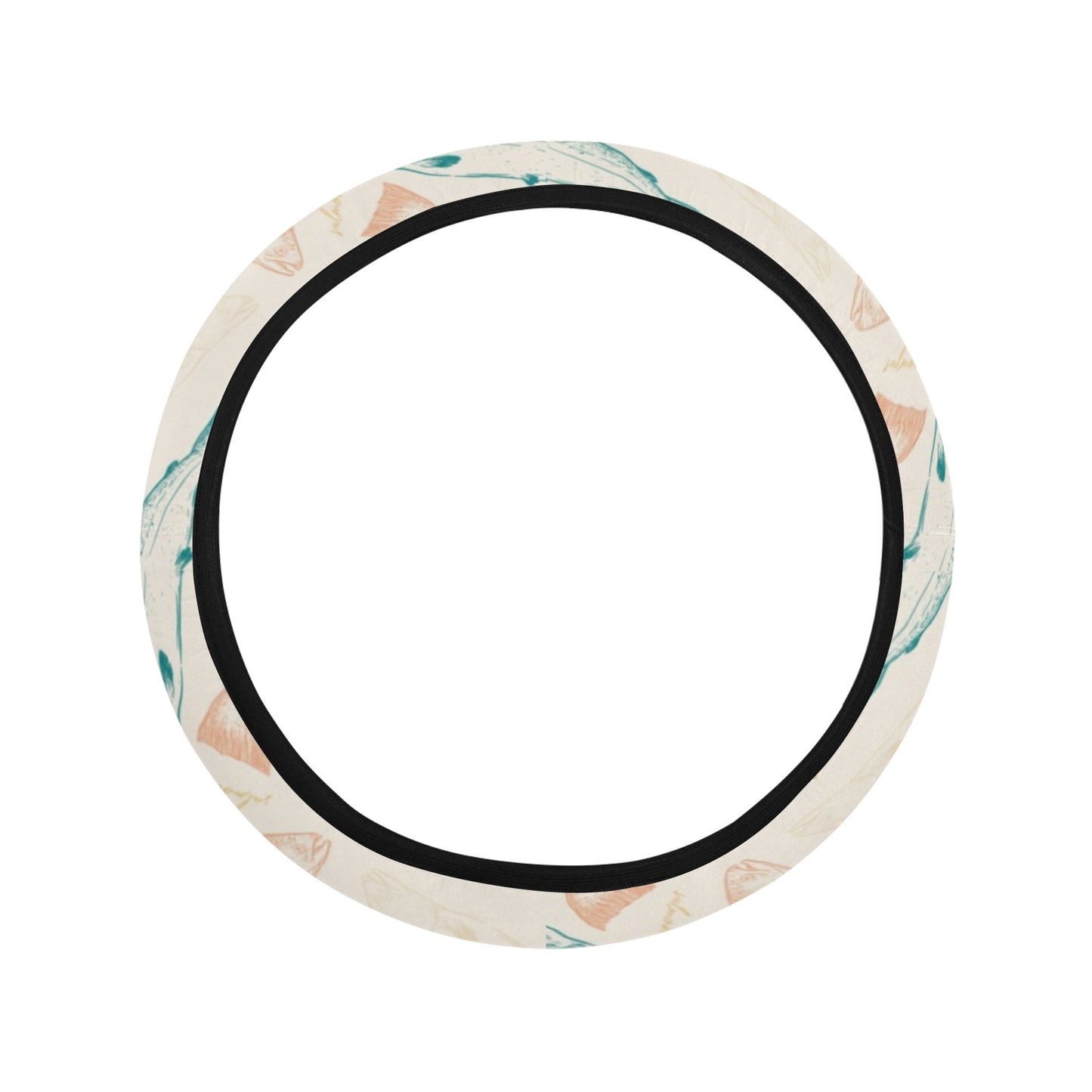 Salmon Fish Print Design LKS305 Steering Wheel Cover with Elastic Edge