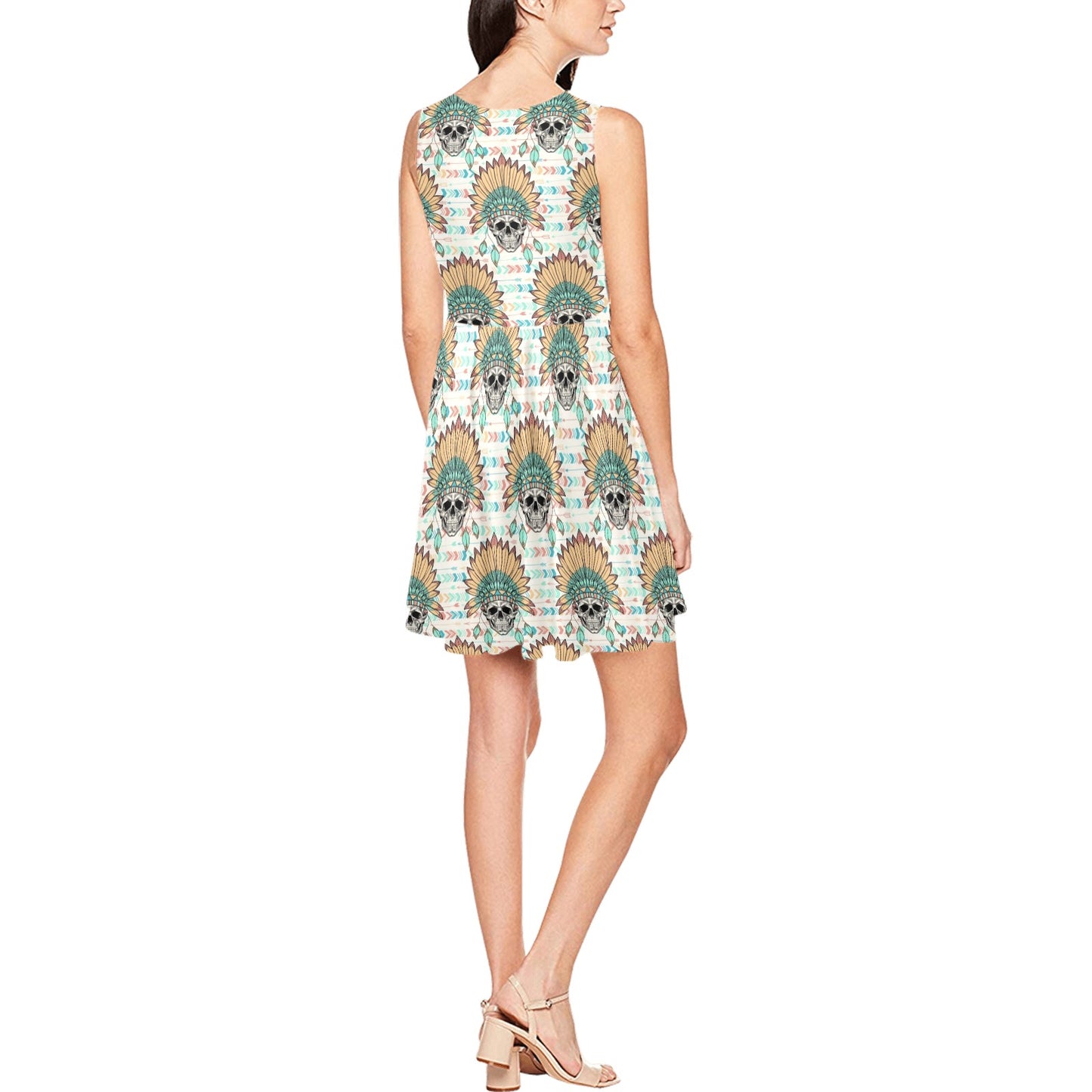 Boho Pattern Print Design 04 Sleeveless Dress