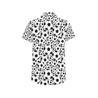Soccer Ball Print Design LKS301 Men Short Sleeve Button Up Shirt