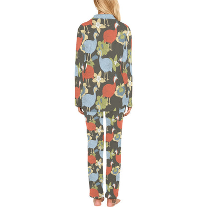 Guinea Fowl Pattern Print Design 02 Women's Long Pajama Set