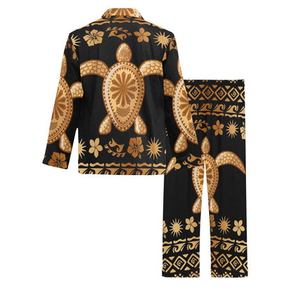 Tribal Sea turtle Polynesian Hawaiian Men's Long Pajama Set