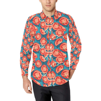 Tomato Print Design LKS301 Men's Long Sleeve Dress Shirt