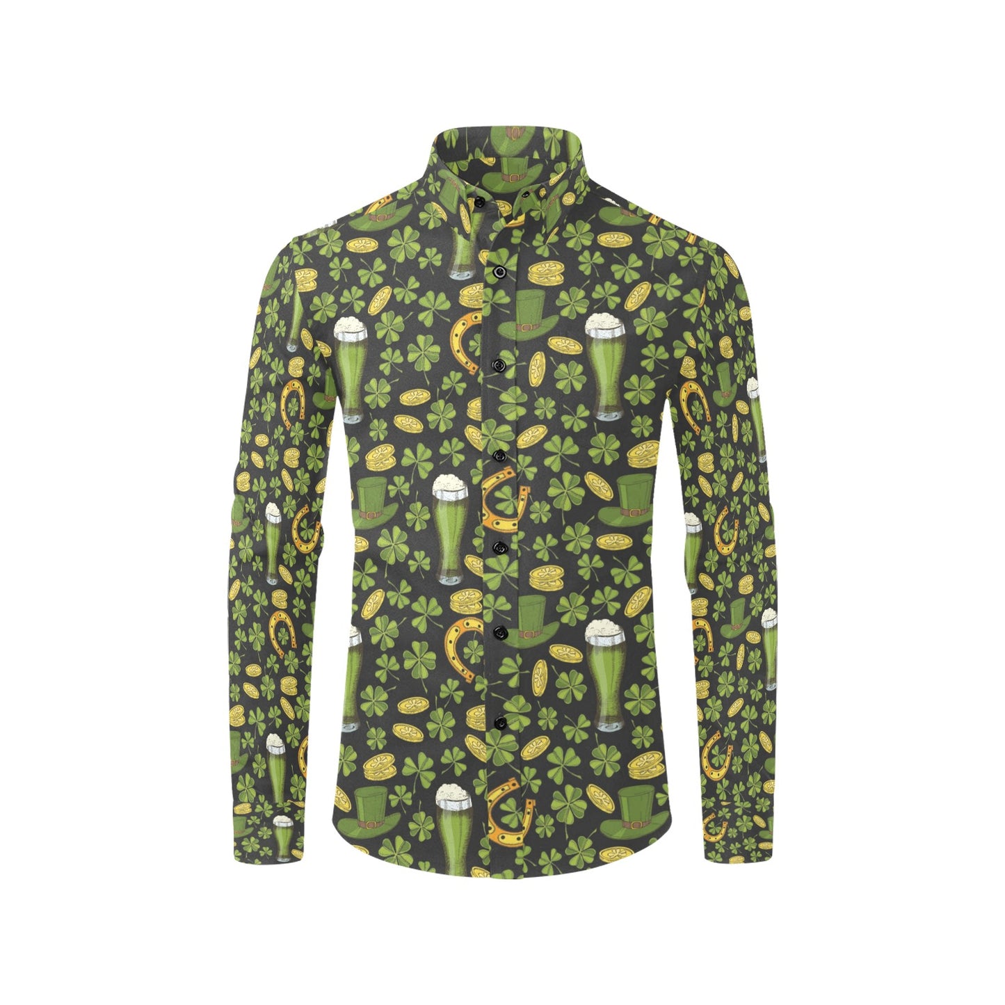 St Patricks Day Print Design LKS307 Men's Long Sleeve Dress Shirt