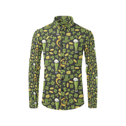 St Patricks Day Print Design LKS307 Men's Long Sleeve Dress Shirt