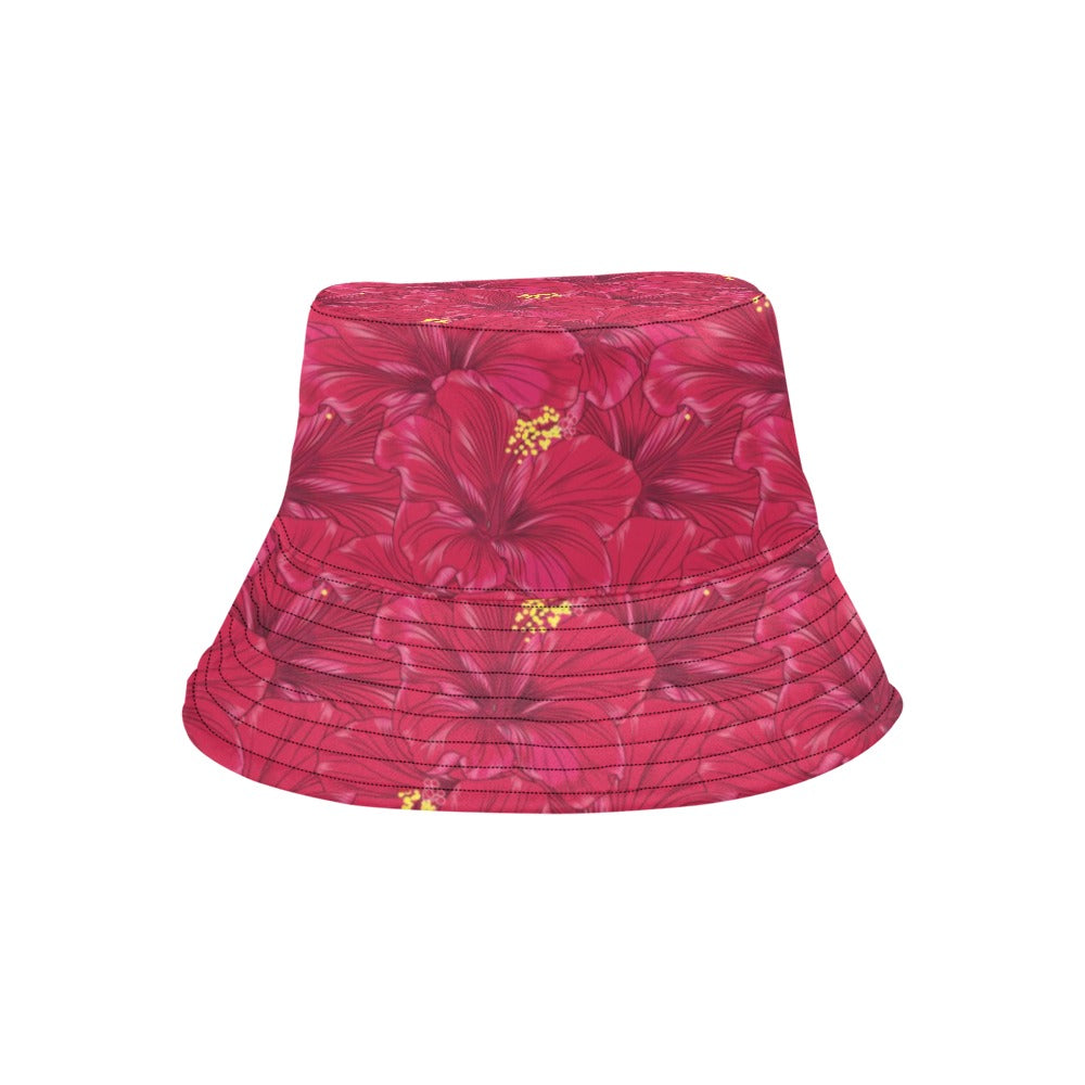 Hibiscus Red Pattern Print LKS308 Unisex Bucket Hat
