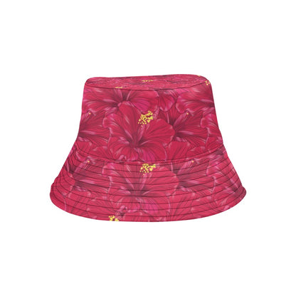 Hibiscus Red Pattern Print LKS308 Unisex Bucket Hat