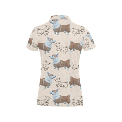 Pembroke Welsh Corgis Pattern Print Design A03 Women's Polo Shirt