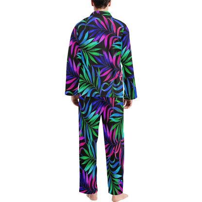 Tropical Flower Pattern Print Design TF010 Men's Long Pajama Set