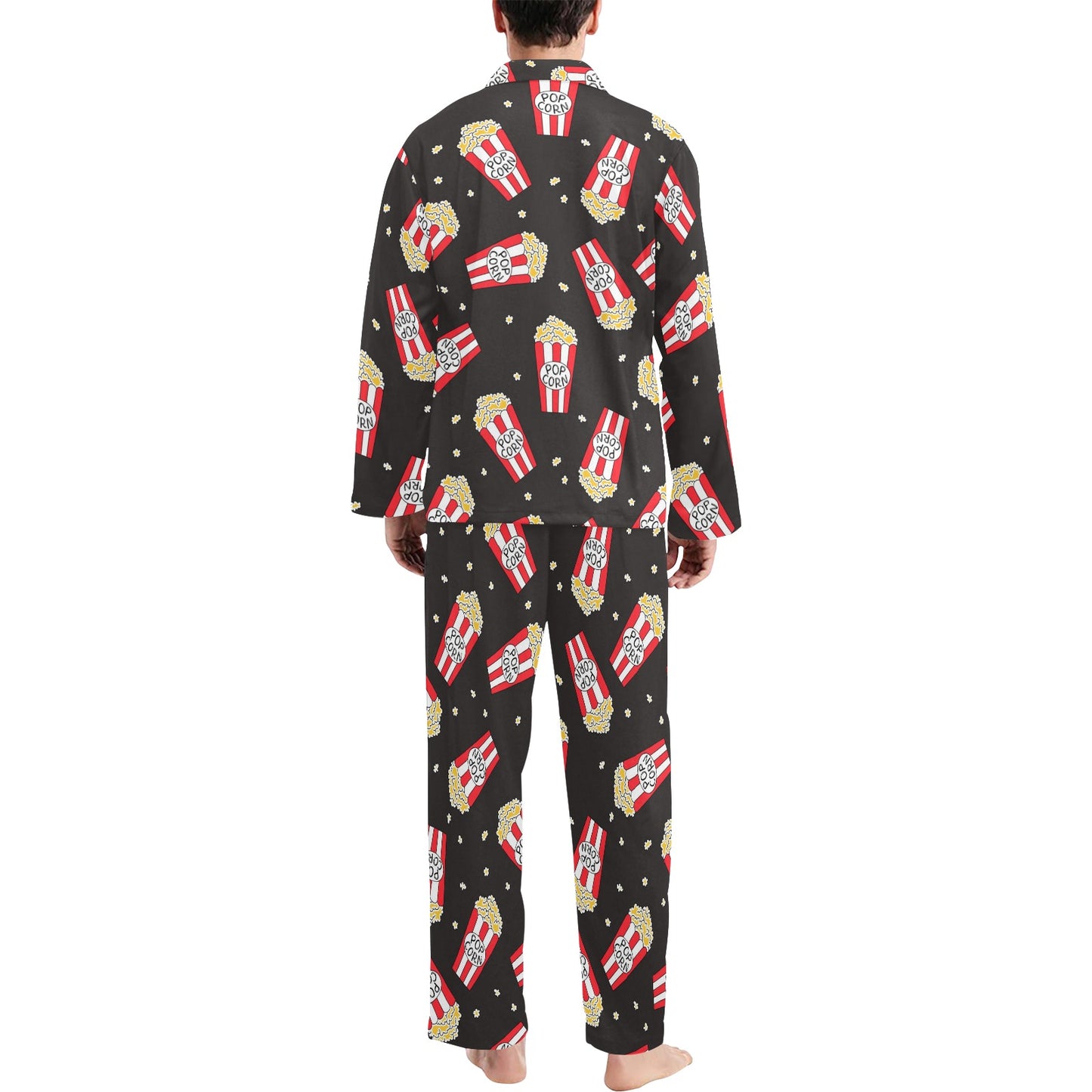 Popcorn Pattern Print Design A01 Men's Long Pajama Set
