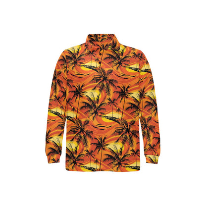 Palm Tree Pattern Print Design A02 Long Sleeve Polo Shirt For Men's