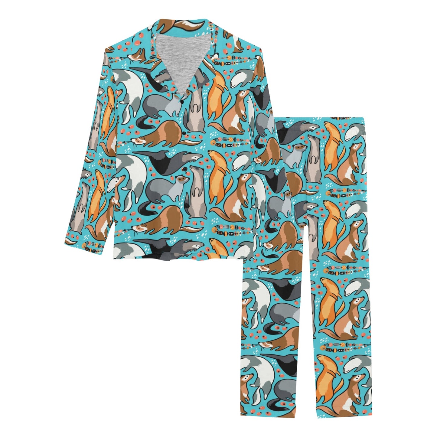 Ferret Pattern Print Design 03 Women's Long Pajama Set