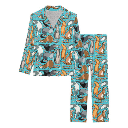 Ferret Pattern Print Design 03 Women's Long Pajama Set