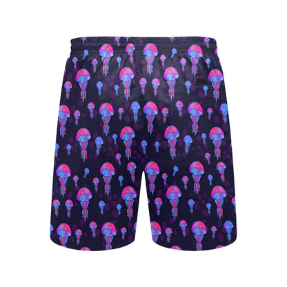 Jellyfish Neon Print Men's Swim Trunks Beach Shorts
