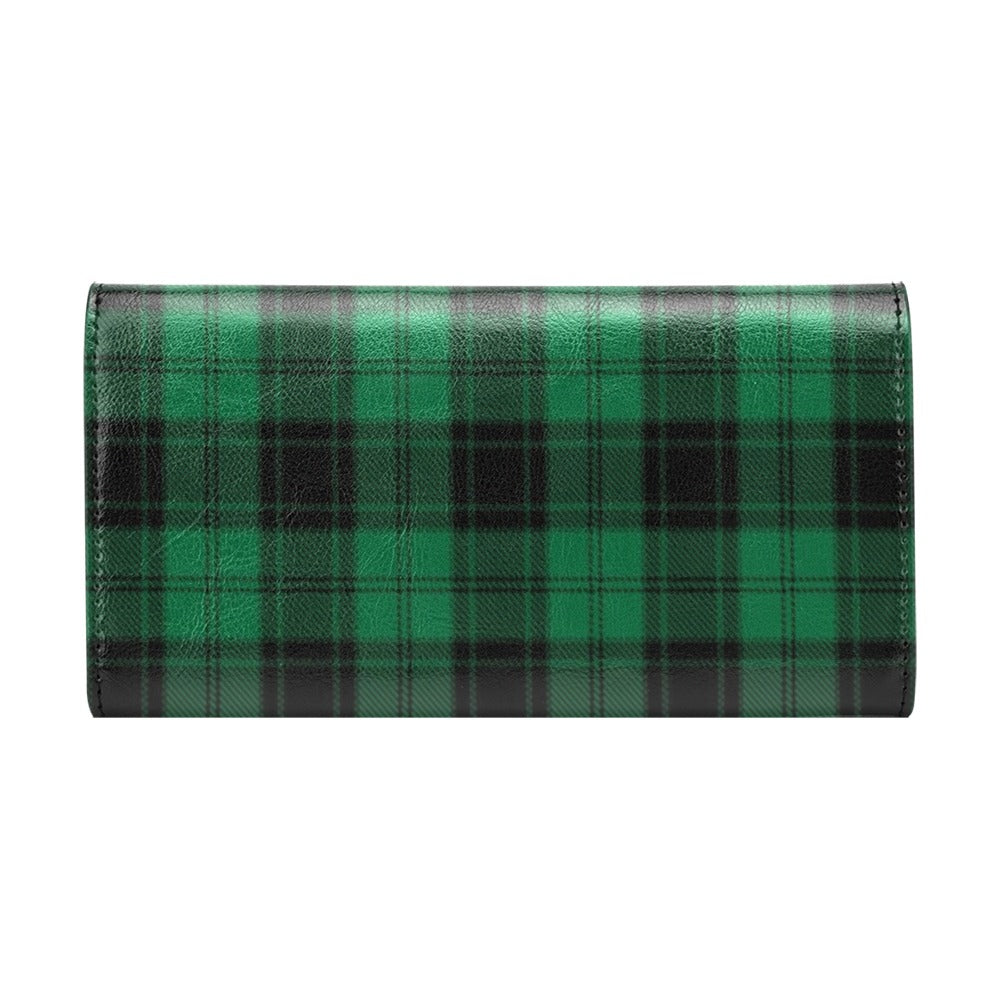 Tartan Green Print Design LKS302 Women's Trifold Wallet