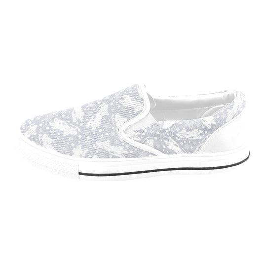Snowmobile Print Design LKS302 White Slip Ons Canvas Women's Shoes